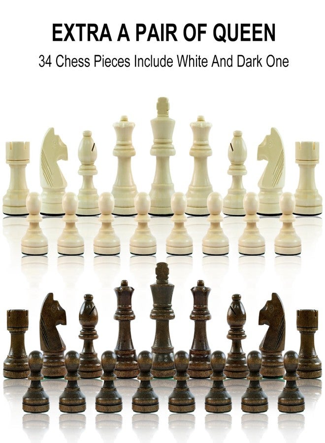 LEAP Wooden Chess Pieces Weighted 3.6 Inches King Height 32 Chessmen Great for Chess Board with 2 Extra Queens - Image 3