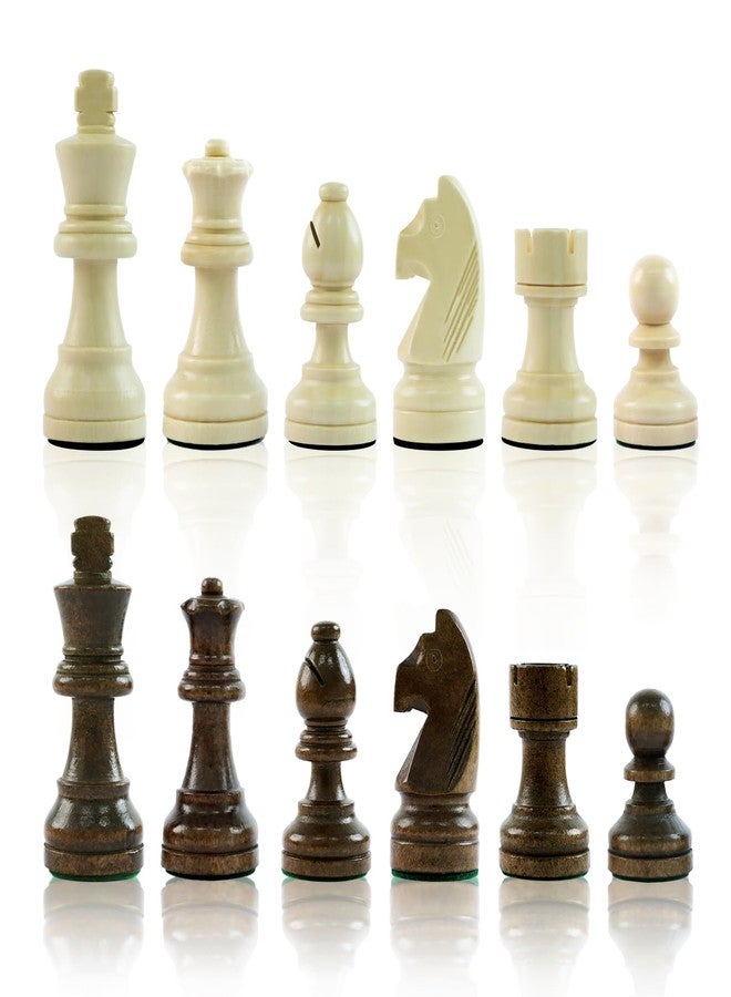 LEAP Wooden Chess Pieces Weighted 3.6 Inches King Height 32 Chessmen Great for Chess Board with 2 Extra Queens - Image 1