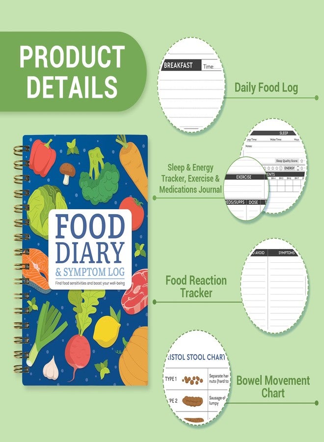 HAMIEW Food Diary and Symptom Log Book for Tracking Meals, Bowel Movements, Sleep, Reactions - Bristol Stool Chart, Notebook Journal for Low FODMAP, IBS, Allergies, Intolerance - Keto, Paleo, Whole30 - Image 2