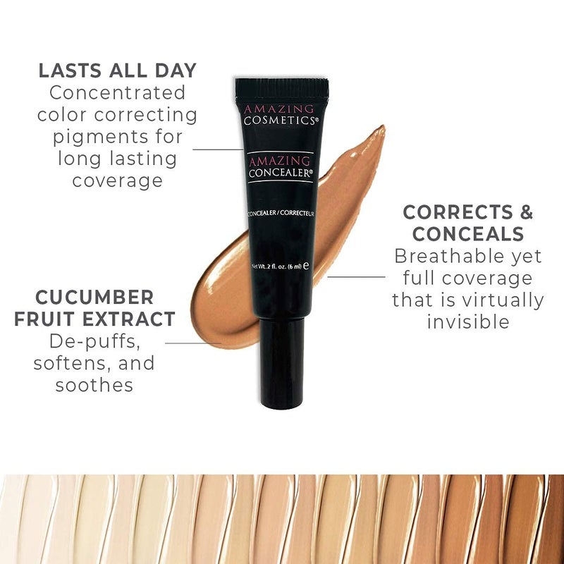 AmazingCosmetics Amazing Cosmetics Amazing Concealer, full coverage long wear concealer makeup for undereye dark circles, acne, blemishes and spots, color correcting shades, melts into skin for most natural finish - Image 2