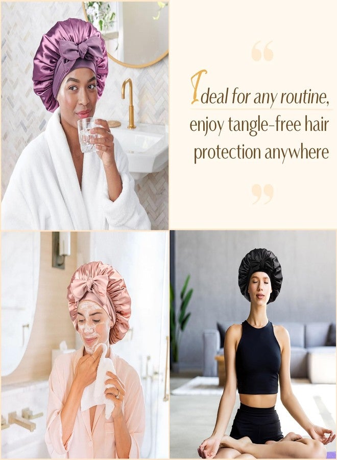 YANIBEST Silk Bonnet for Sleeping Women, Satin Hair Bonnet with Tie Band, Night Sleep Cap Wrap for All Hair Types Pink - Image 5