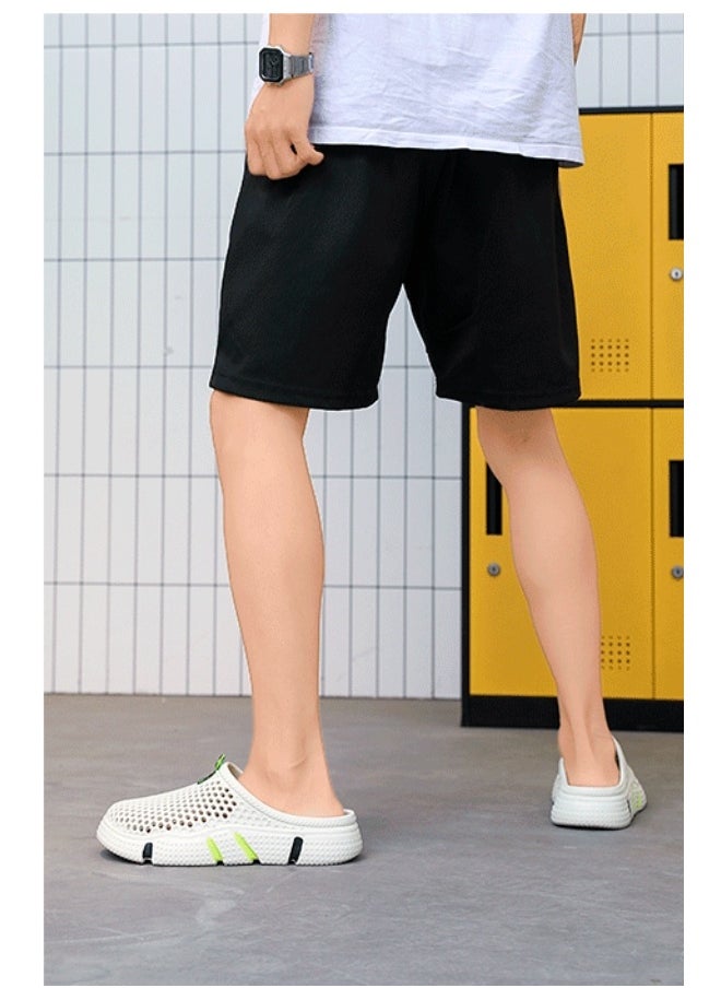 NIBEMINENT Men's Summer Outdoor Wear Anti-Slip Odor-Resistant Mesh Hollow out Beach Shoes Lazy One-Step Soft Bottom Semi-Slippers  - Image 3