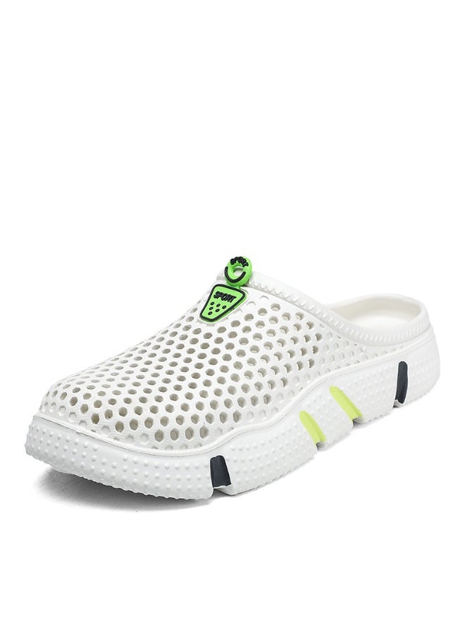 NIBEMINENT Men's Summer Outdoor Wear Anti-Slip Odor-Resistant Mesh Hollow out Beach Shoes Lazy One-Step Soft Bottom Semi-Slippers  - Image 1