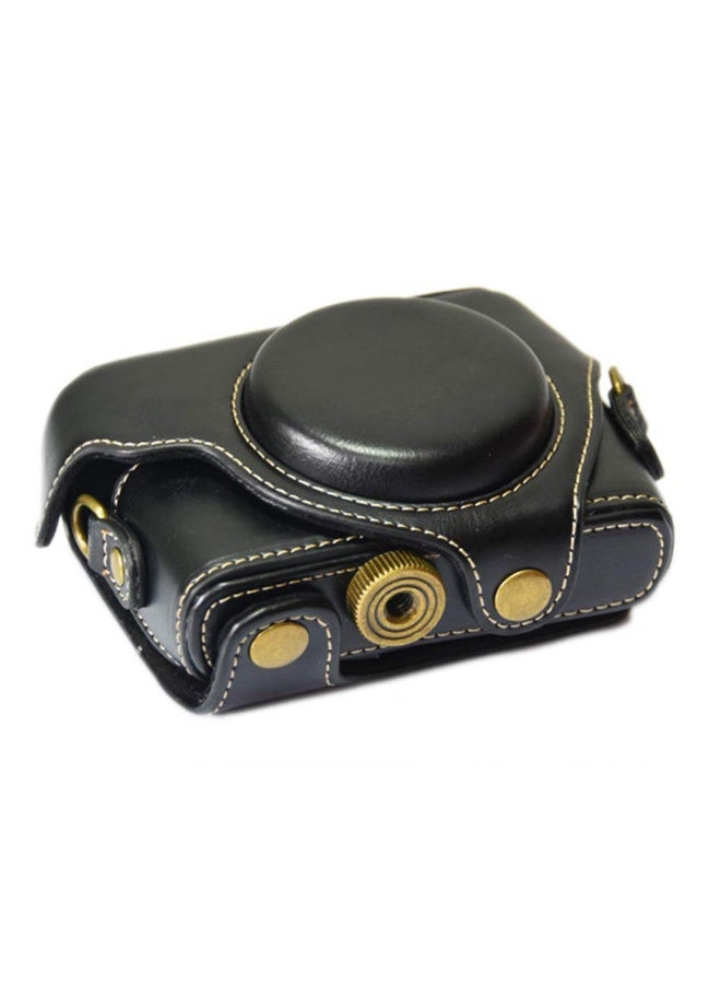 PU Leather Camera Bag Case Cover For Sony RX100 RX100II RX100III M3 DSC-RX100 III RX100M3 With Shoulder Strap Camera Bags (Black) - Image 4