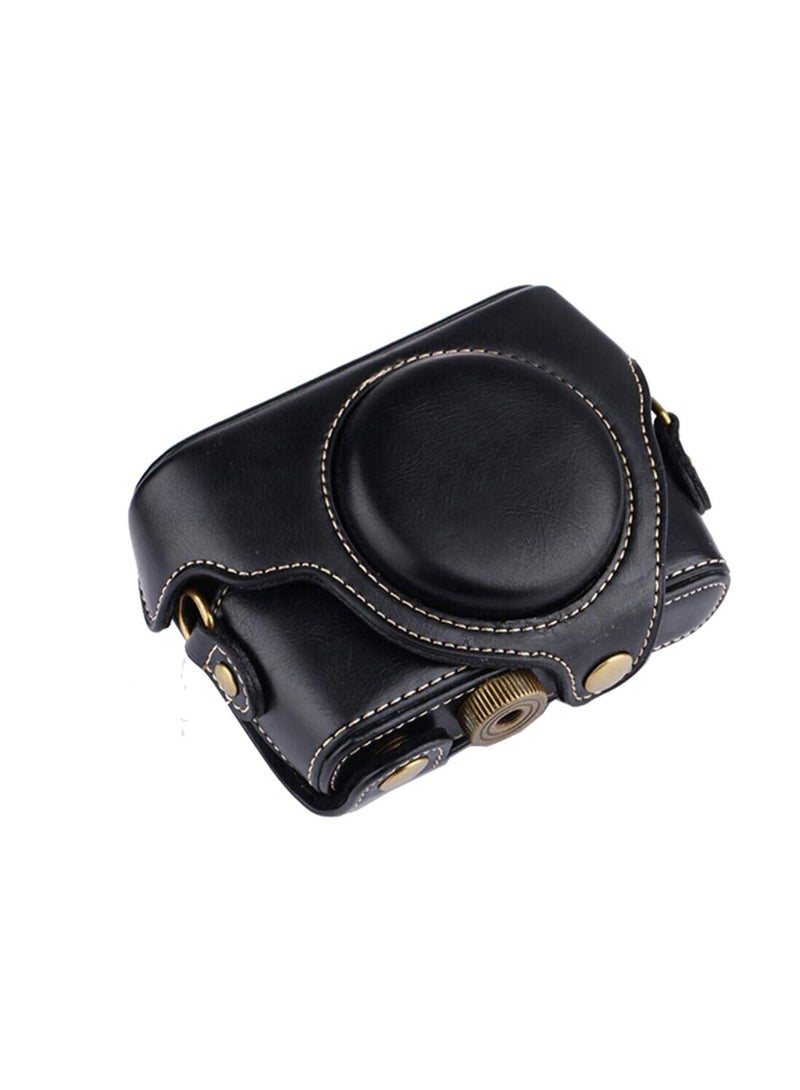 PU Leather Camera Bag Case Cover For Sony RX100 RX100II RX100III M3 DSC-RX100 III RX100M3 With Shoulder Strap Camera Bags (Black) - Image 3