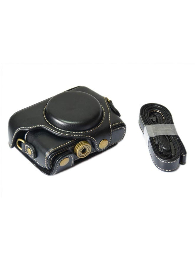 PU Leather Camera Bag Case Cover For Sony RX100 RX100II RX100III M3 DSC-RX100 III RX100M3 With Shoulder Strap Camera Bags (Black) - Image 1