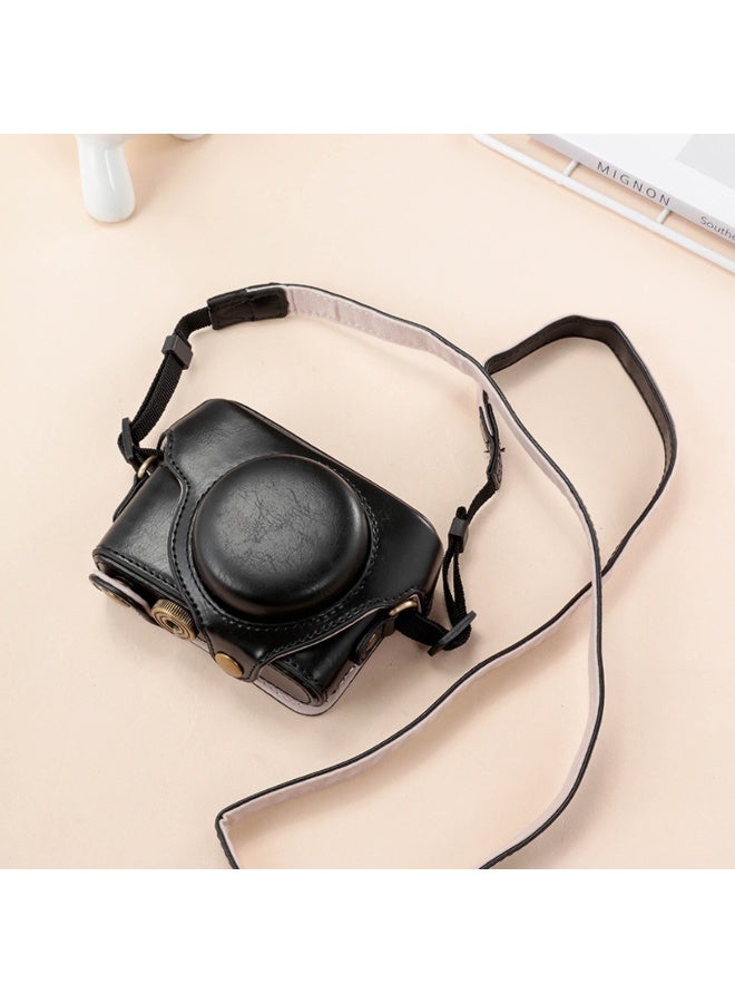 PU Leather Camera Bag Case Cover For Sony RX100 RX100II RX100III M3 DSC-RX100 III RX100M3 With Shoulder Strap Camera Bags (Black) - Image 2