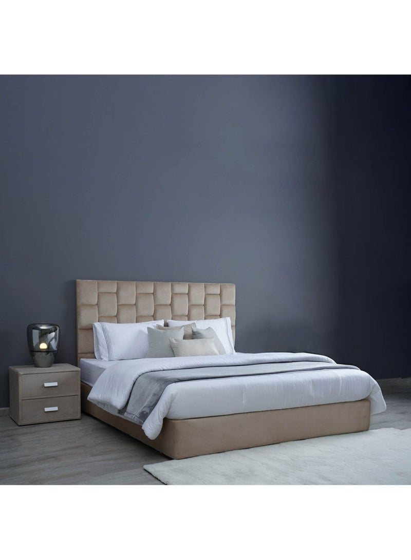 Karnak Estorn Upholstered Velvet Bed Frame Bedroom Furniture Strong And Sturdy Modern Design Wooden Bed | Quiet & Comfortable Bed (USA - Queen 150x200cm, Beige) - Image 1