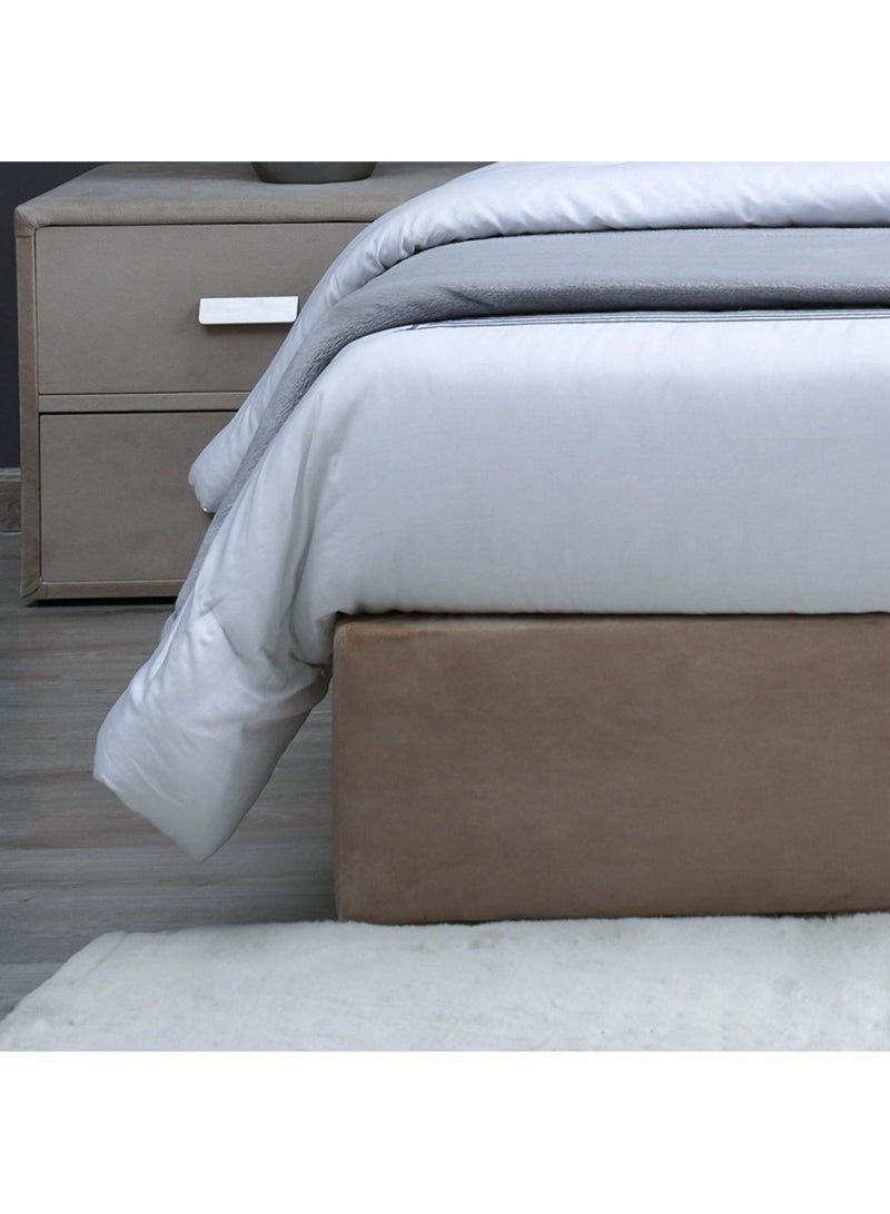 Karnak Estorn Upholstered Velvet Bed Frame Bedroom Furniture Strong And Sturdy Modern Design Wooden Bed | Quiet & Comfortable Bed (USA - Queen 150x200cm, Beige) - Image 5