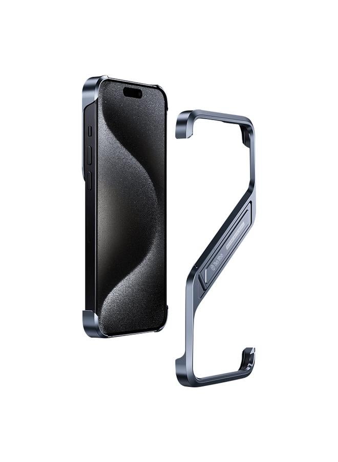 erorex Case For iPhone 15 Pro Max S-shaped Stand Frameless Metal Phone Case - Image 1