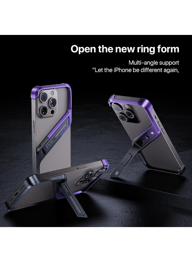 erorex Case For iPhone 15 Pro Max S-shaped Stand Frameless Metal Phone Case - Image 3