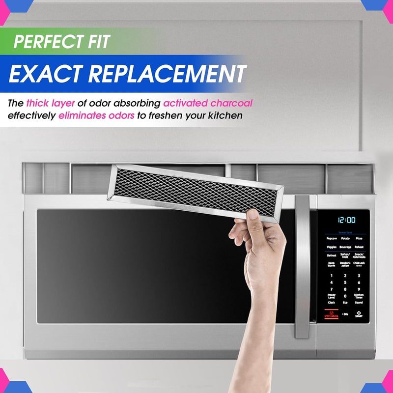 Bagean Microwave Charcoal Filter 11.02” x 2.52” for JX81D WB02X10943 GE Microwave Filter Replacement - This Carbon Filter Freshens and Filters Kitchen Air Entering the Over-the-Range Oven Vent Fan (2-Pack) - Image 4