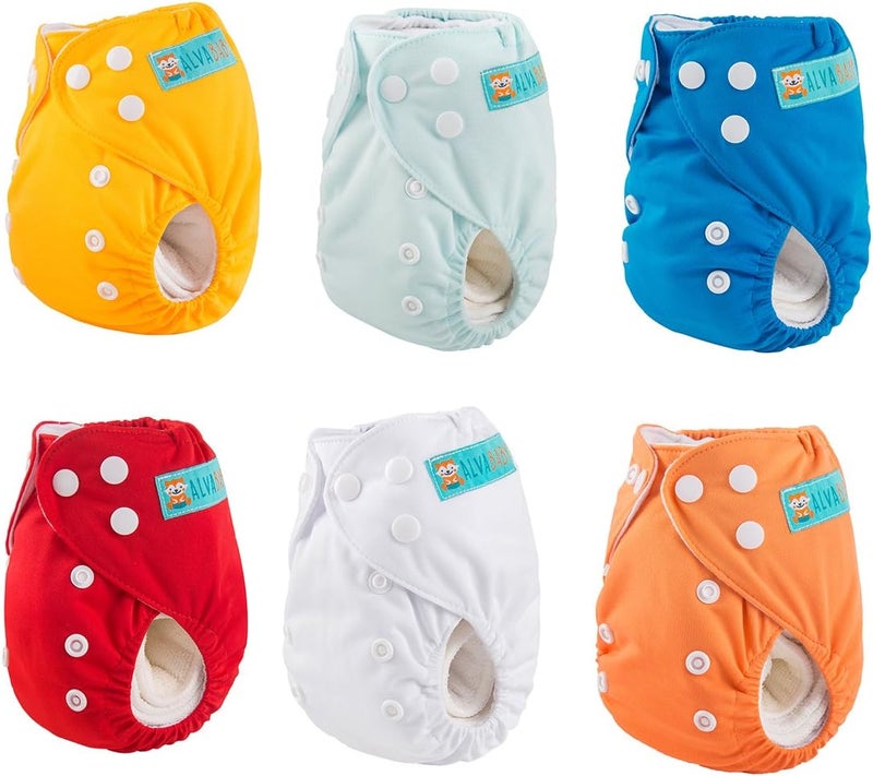 ALVABABY Newborn Cloth Diapers Pocket for Less Than 12pounds Cloth Diaper Nappy 6pcs + 12 Inserts - Image 2