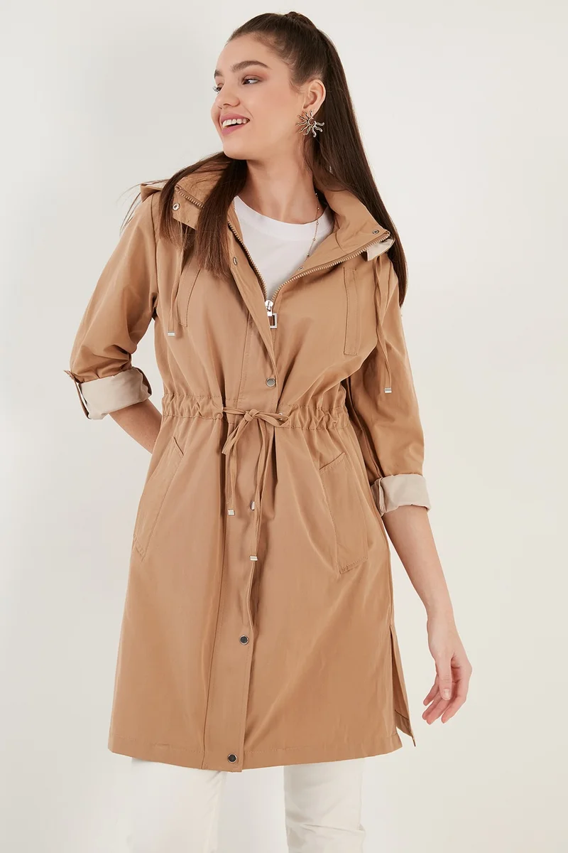 Lela Regular Fit Removable Hooded Thin Seasonal Coat Women's Coat 497SEZEN