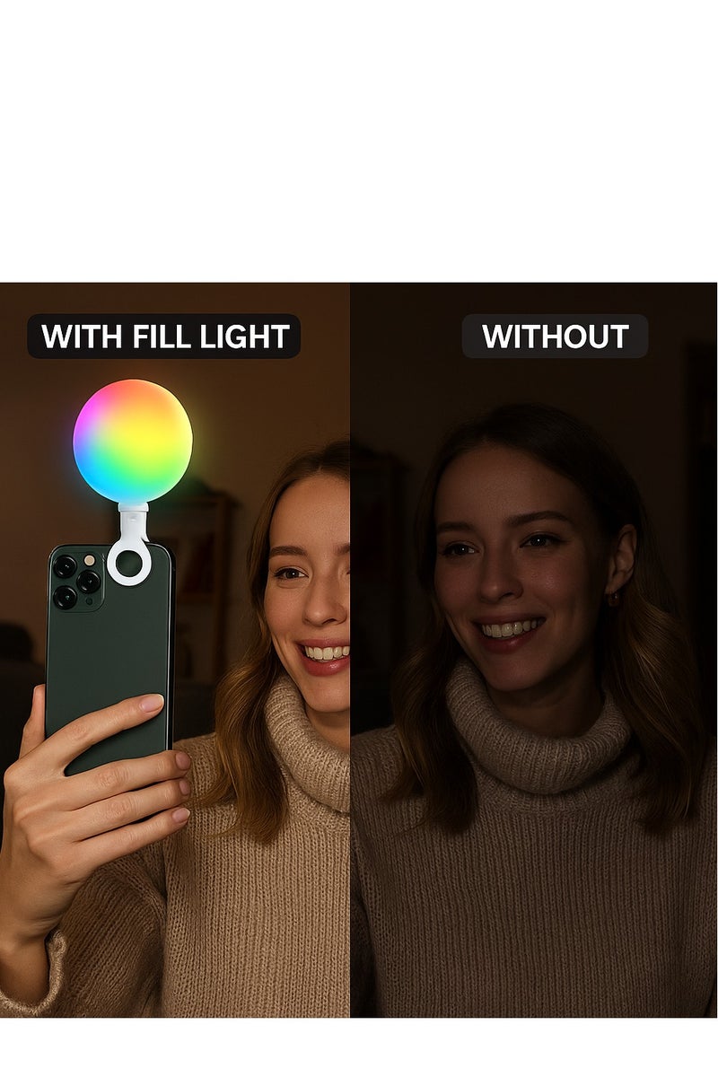 SelfieLight Clip-on Rechargeable LED Fill with 3 Light Modes & RGB Adjustable Brightness, Portable Circle Light for iPhone, Laptop, Makeup, Video Conferencing, TikTok & Live Stream - Image 5