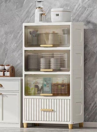 Multipurpose 4 Layers Storage Cabinet Freestanding Narrow Side Organizer Cabinet with 3 Flip Top Magnetic Lids and 1 Spacious Drawer for Bathroom Hallway Kitchen Bedroom 60x30x110 cm - pzsku/ZD4DB1521808635278B30Z/45/_/1740027386/683467ae-7425-4373-9201-e8770ca4295d
