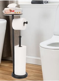 Stainless Steel Toilet Paper Holder with Phone Shelf Bathroom Toliet Decor Decoration Tissue Paper Roll Holder Free Standing Storage for Bathroom Floor Standing Toilet Roll Dispenser(Black) - pzsku/ZD4DB18FAC80BAE5752EDZ/45/_/1740733918/98112e25-0d02-46c1-9f6d-3f3bb472c662