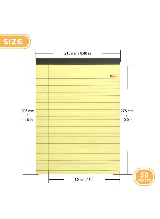 ZZTX Legal Pads 8.5 x 11 Inch Yellow Writing Notepad, Lined Writing Pads for Work Office School, 50 Sheets Per Pad, A4, 1 Pack - Image 2