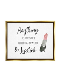 Stupell Industries Anything Possible With Lipstick Glam Makeup Inspiration Floating Framed Wall Art, Design By CAD Designs  - Image 1