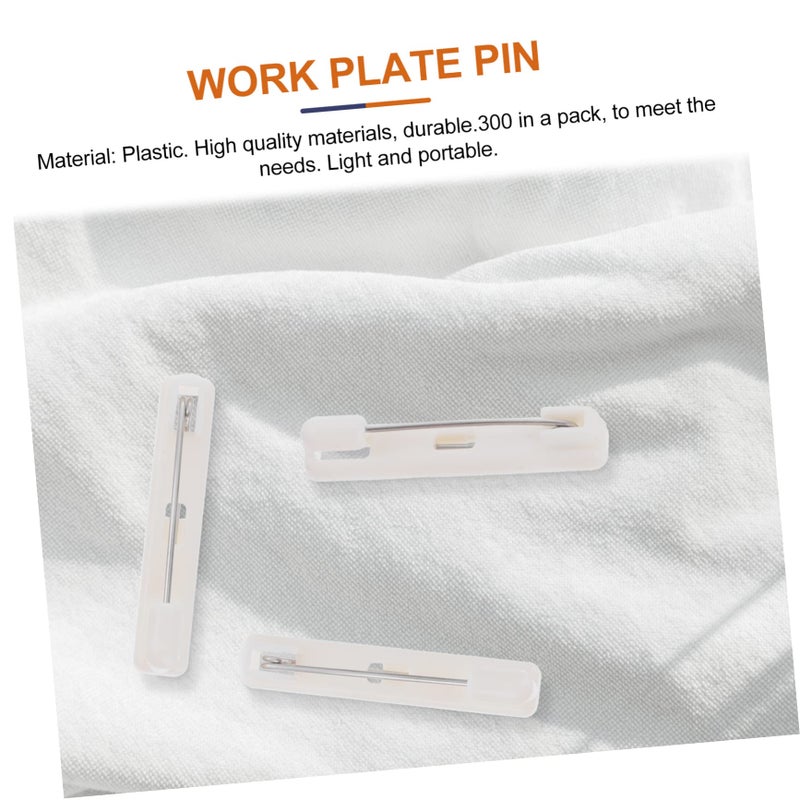 White 300 Pcs Badge Pin Backs Name Tag Pins for Work Cards Lightweight Brooches Offices Restaurants - Image 4