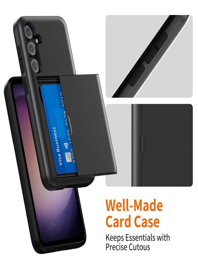 Jiunai Galaxy S23 FE Wallet Case with Card Holder 6.4 inches Display Dual Layer Heavy Duty Protective Shockproof Slide Credit Card Pocket Wallet Case for Samsung Galaxy S23 Fan Edition 2023 Black - Image 3