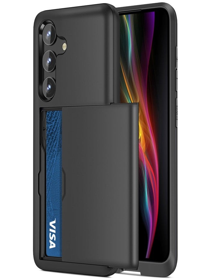 Jiunai Galaxy S23 FE Wallet Case with Card Holder 6.4 inches Display Dual Layer Heavy Duty Protective Shockproof Slide Credit Card Pocket Wallet Case for Samsung Galaxy S23 Fan Edition 2023 Black - Image 1