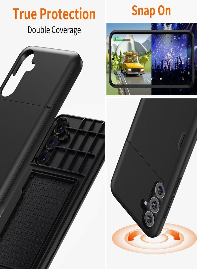 Jiunai Galaxy S23 FE Wallet Case with Card Holder 6.4 inches Display Dual Layer Heavy Duty Protective Shockproof Slide Credit Card Pocket Wallet Case for Samsung Galaxy S23 Fan Edition 2023 Black - Image 5