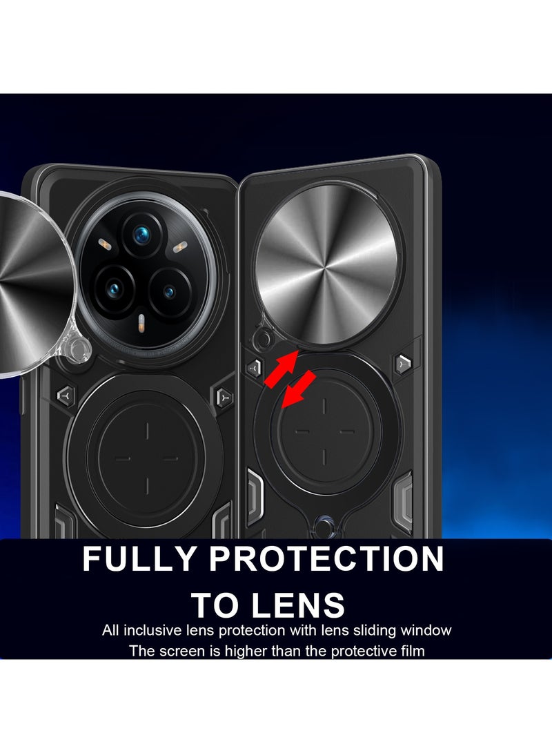 Case Cover Shockproof CD Protective Case with Camera Protection and Metal Ring Compatible with Realme 14 Pro Plus (Black)  - Image 3