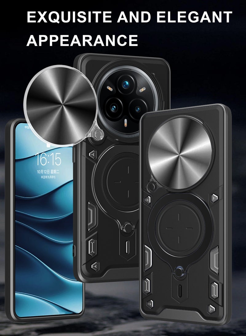 Case Cover Shockproof CD Protective Case with Camera Protection and Metal Ring Compatible with Realme 14 Pro Plus (Black)  - Image 2