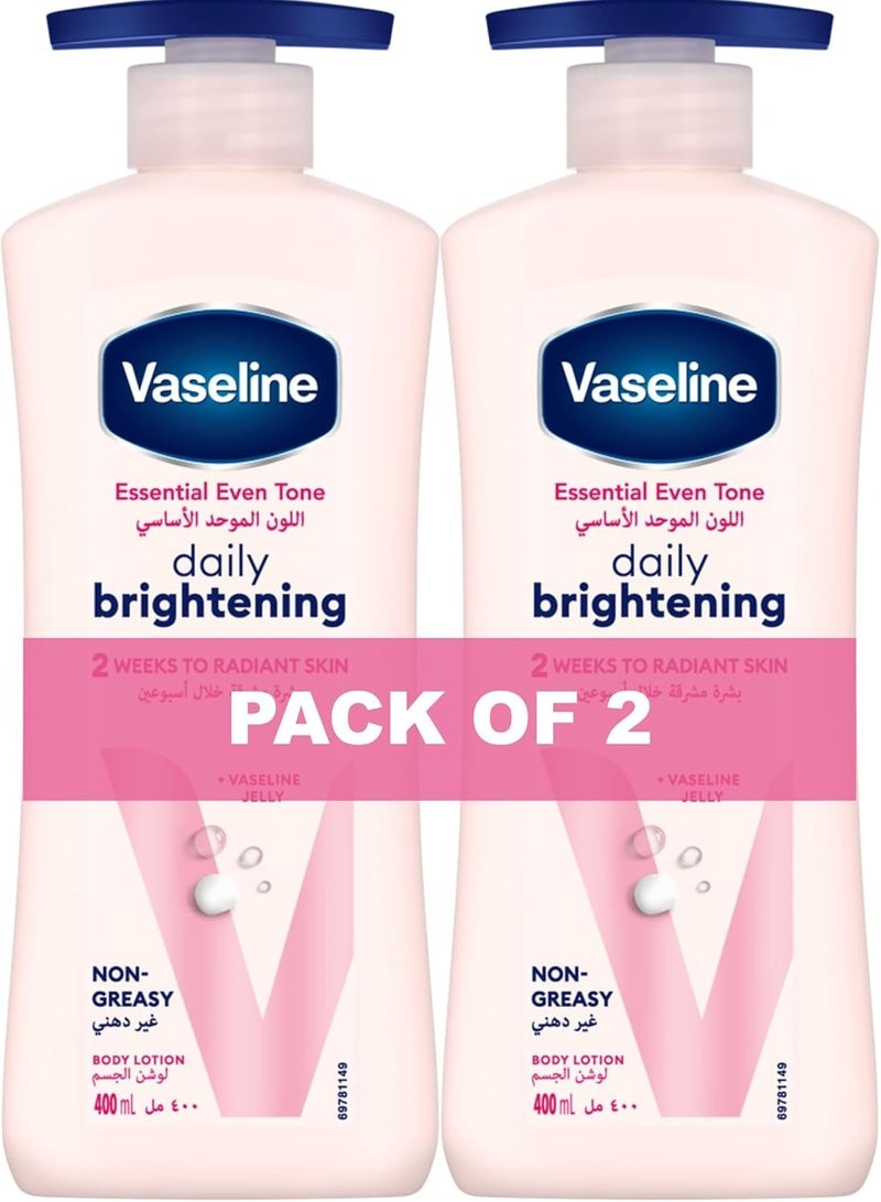 Vaseline Even Tone Body Lotion Daily Brightening, 2 x 400ml - Image 1