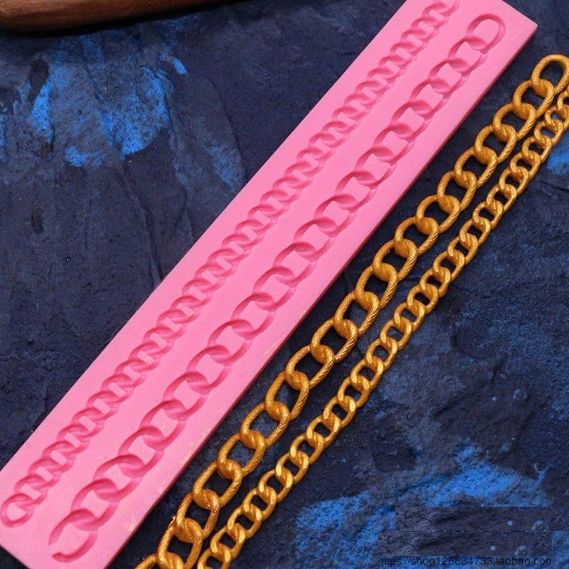Anyana Anyana Diamond purse bag long Chain cake border mould Silicone Fondant cake Mold Cake Decorating Pastry Gum Paste Tool Kitchen chocolate Sugarcraft Baking candy making kit sugar cake decorations  - Image 2