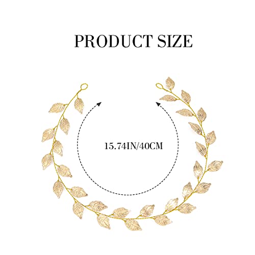 Yean Wedding Headband Gold Leaf Bridal Headpieces for Bridesmaid and Flowergirls (15.7 Inches) (Gold) - Image 4
