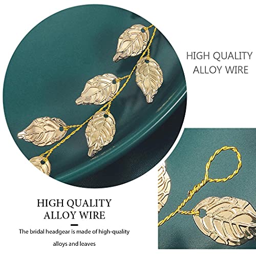 Yean Wedding Headband Gold Leaf Bridal Headpieces for Bridesmaid and Flowergirls (15.7 Inches) (Gold) - Image 5