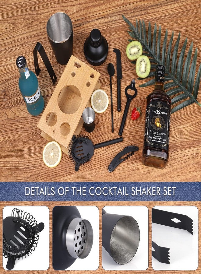 JNWINOG 9Pcs-Cocktail Shaker Set Bartending Kit Cocktail Bar Set Cocktail Mix Drink Making Kit Professional Bar and Home Drink Bar Tools for Bartender (Matte Black) - Image 4