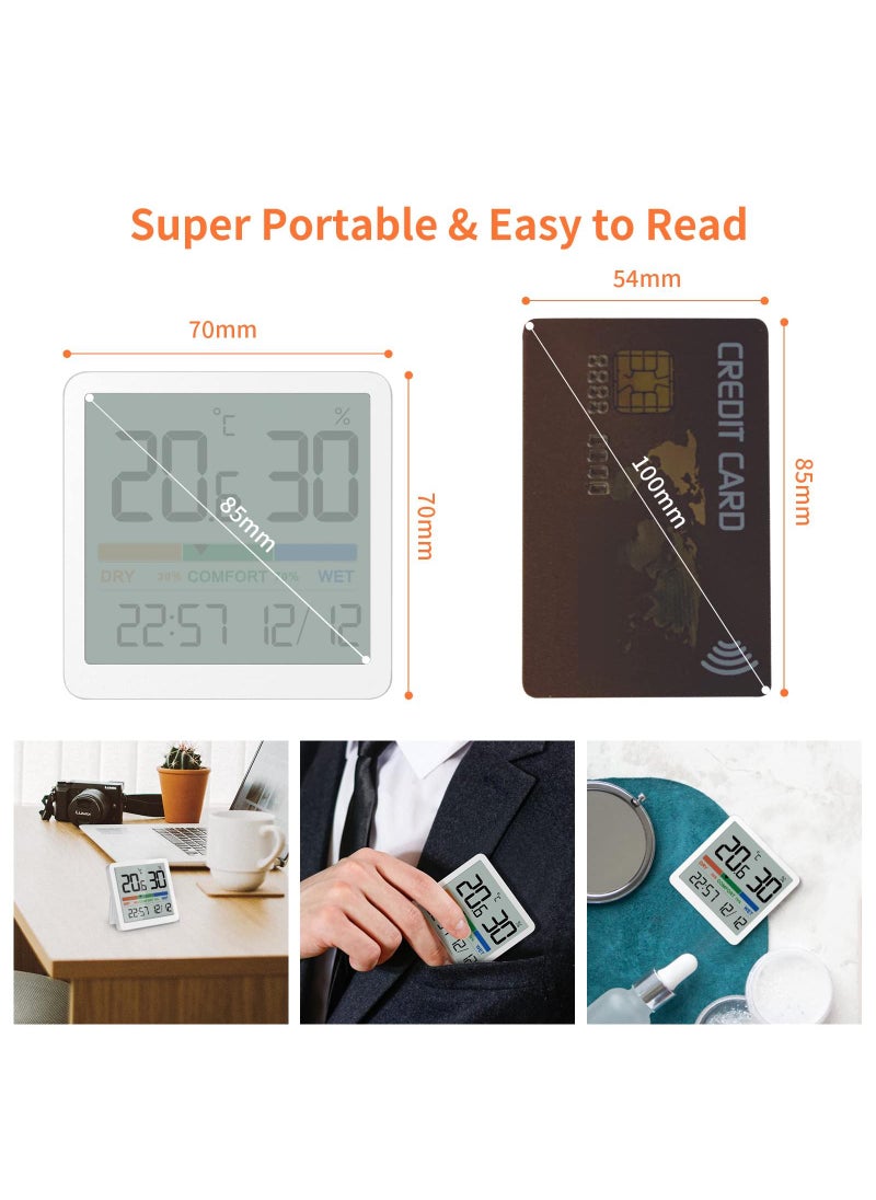 Sweet seven - Indoor Thermometer Hygrometer - Room Temperature Gauge and Humidity Monitor for Home - Magnetic, Kickstand, 3.3in Screen Air Comfort Indicator, Time, Date - Spare Battery Included White - Image 1
