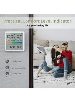Sweet seven Indoor Thermometer Hygrometer - Room Temperature Gauge and Humidity Monitor for Home - Magnetic, Kickstand, 3.3in Screen Air Comfort Indicator, Time, Date - Spare Battery Included White  - Image 5