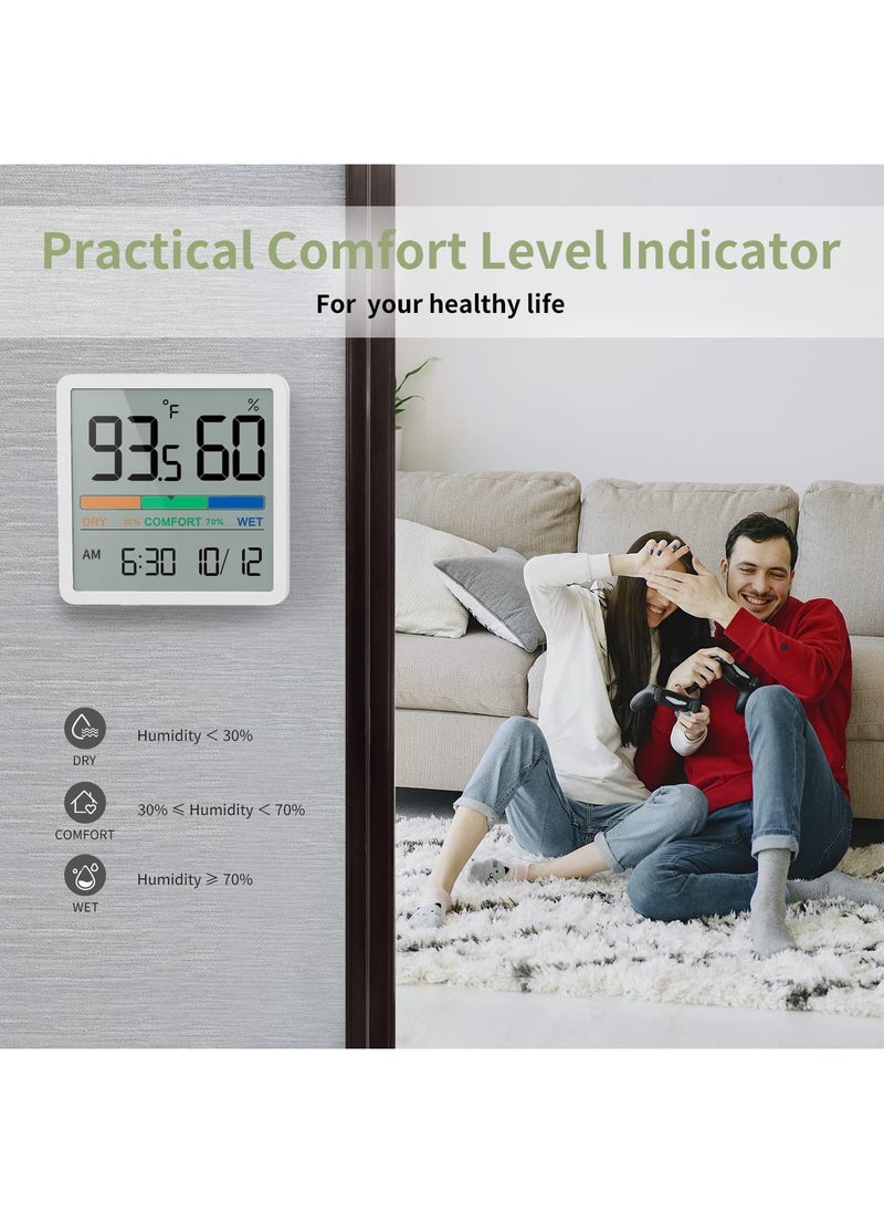 Sweet seven - Indoor Thermometer Hygrometer - Room Temperature Gauge and Humidity Monitor for Home - Magnetic, Kickstand, 3.3in Screen Air Comfort Indicator, Time, Date - Spare Battery Included White - Image 1