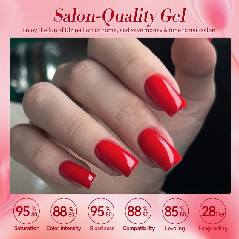 Born Pretty Red Gel Nail Polish Fall Winter 6 Colors Dark Red Burgundy Blood Cherry Wine Red Gel Nail Polish Soak Off Gel Polish Nail Art Design Manicure Salon DIY Home 7ml - Image 4