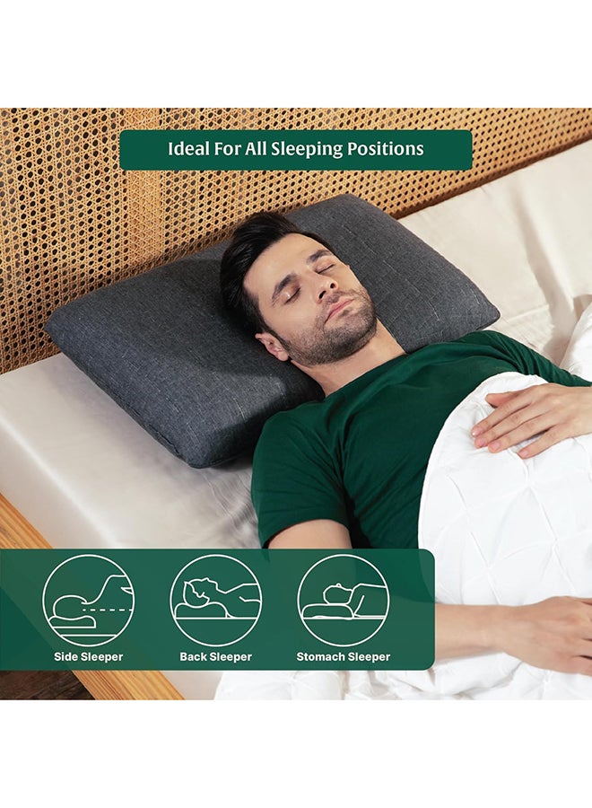 The White Willow Ultra Thin Pillow For Sleeping-Ultra Slim Memory Foam Pillow Cool Gel-Slim Pillow For Neck & Shoulder Pain-Flat Pillow-Orthopedic Cervical Pillow For Neck Support-King Size-1.5"H-Grey  - Image 5