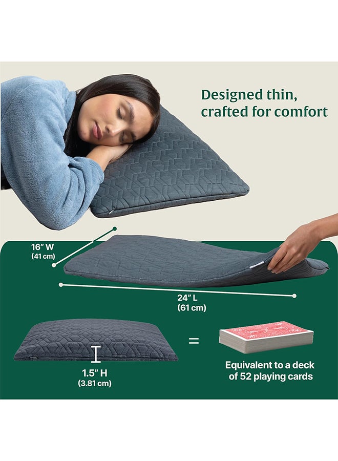 The White Willow Ultra Thin Pillow For Sleeping-Ultra Slim Memory Foam Pillow Cool Gel-Slim Pillow For Neck & Shoulder Pain-Flat Pillow-Orthopedic Cervical Pillow For Neck Support-King Size-1.5"H-Grey  - Image 2