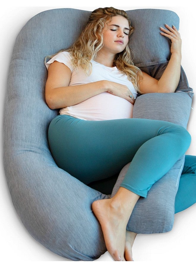 PharMeDoc Pregnancy Pillows, U-Shape Full Body Pillow - Removable Cooling Cover -Dark Grey - Pregnancy Pillows For Sleeping - Body Pillows For Adults, Maternity Pillow And Pregnancy Must Haves - Image 1