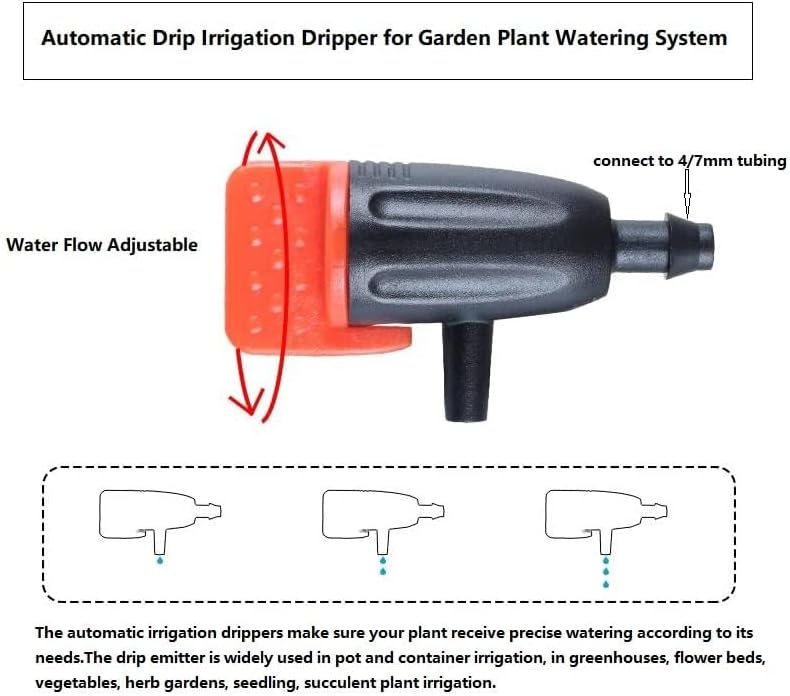 Azonee Garden Irrigation Dripper, 30 Pack Adjustable Drip Emitters, Garden Succulent Watering Dripper Sprinkler for 4mm/7mm Hose, Ideal for Home Succulents, Plants, Lawn, Flower Irrigation System - Image 5