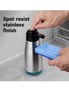 SYOSI Stainless Steel Soap Dispenser Hand and Dish Soap Dispenser for Kitchen Bathroom 15oz Glass Soap Dispenser with Matte Stainless Steel Pump Refillable Liquid Soap and Lotion Dispenser  - Image 2