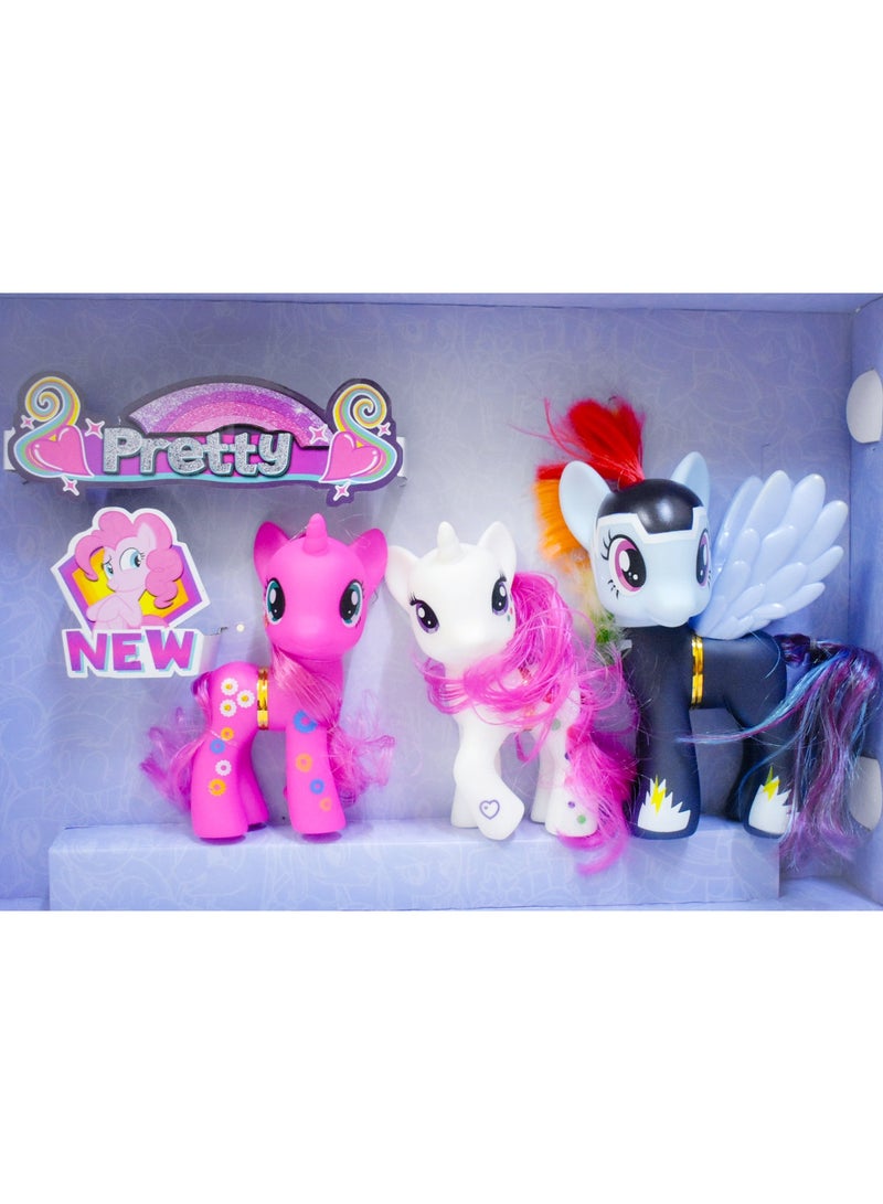 Pretty Horse Toy Set with Three Characters: Rarity, Pinkie Pie & Twilight Sparkle, Plus 8 Accessories . Best gift for girls three years and above - Image 1