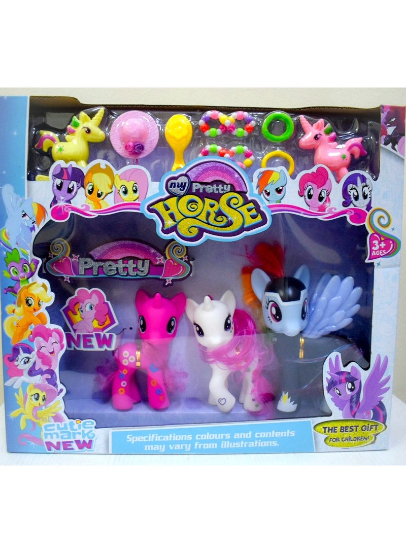 Pretty Horse Toy Set with Three Characters: Rarity, Pinkie Pie & Twilight Sparkle, Plus 8 Accessories . Best gift for girls three years and above - Image 5