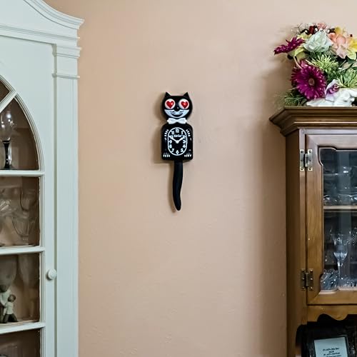 KIT CAT Klock Classic Black with Heart Eyes Iconic Cat Clock with Moving Heart Eyes and Tail Battery Operated Wall Clock Made in USA Perfect for Home Decor MidCentury Modern Clock Unique Gift - Image 3