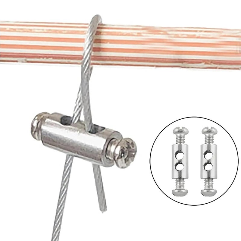 Wire Rope Clips 70pcs Double Hole Wire Rope Clamps Clothesline Suspension Cable Clamp Adjustable Screw Copper Lock Clip for Cable Fitting - Image 4