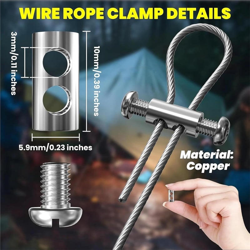 Wire Rope Clips 70pcs Double Hole Wire Rope Clamps Clothesline Suspension Cable Clamp Adjustable Screw Copper Lock Clip for Cable Fitting - Image 5