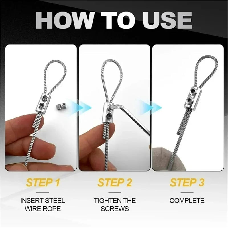Wire Rope Clips 70pcs Double Hole Wire Rope Clamps Clothesline Suspension Cable Clamp Adjustable Screw Copper Lock Clip for Cable Fitting - Image 3