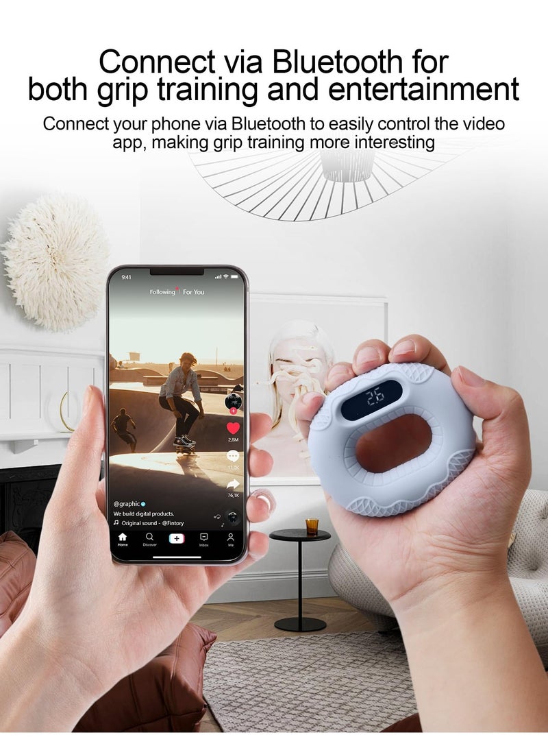 SOLARAE Smart Silicone Grip Strengthener with Built-in Counter, Bluetooth Connection for Video Control, Hand Grip Strengthener, Perfect for Fitness, Rehabilitation and Hand Strengthening (blue) - Image 3